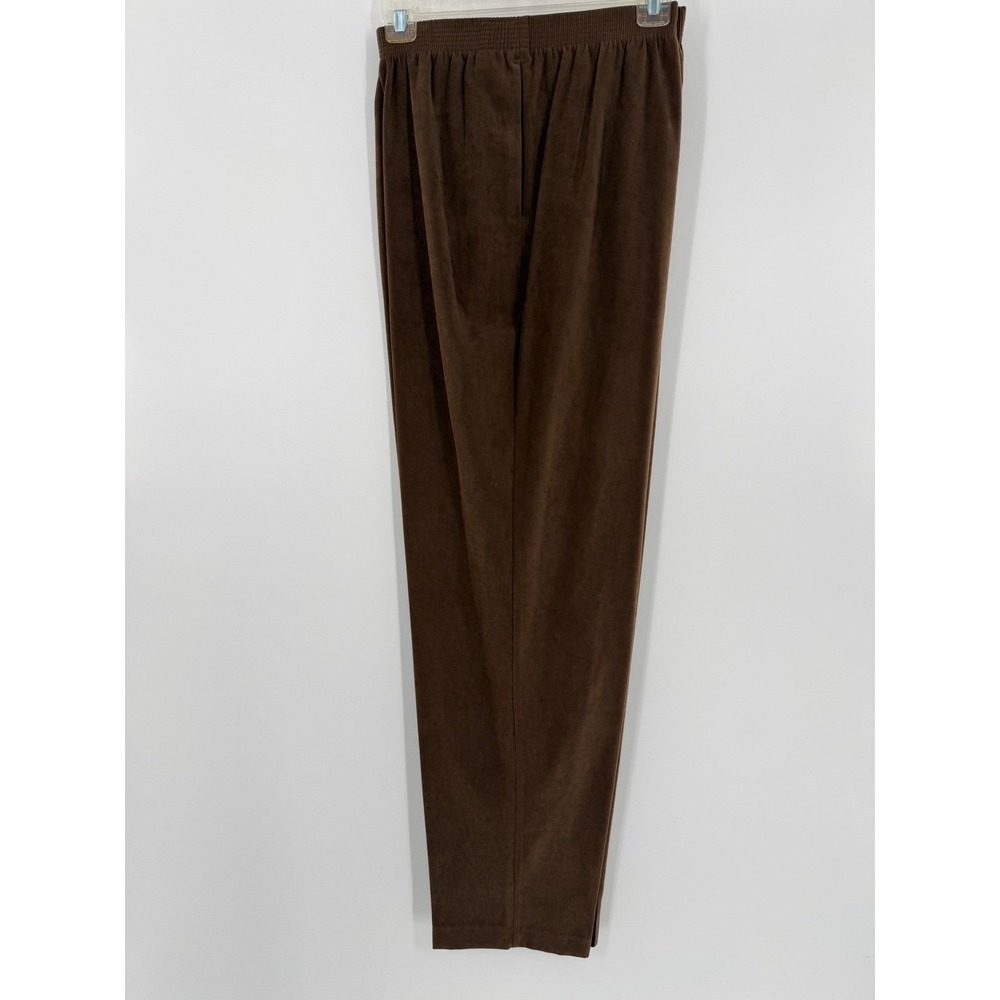 Alfred Dunner Brown Corduroy Elastic Waist Pull On Pants Womens 16 Tapered Leg